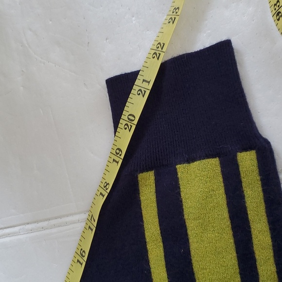 Anthropologie Batwing Sweater Size L Navy Blue Greenish Yellow Stripes LS - Picture 10 of 14